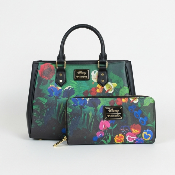 Loungefly Handbags - Disney Women's Tote Bag - Black with Colorful Floral Design
